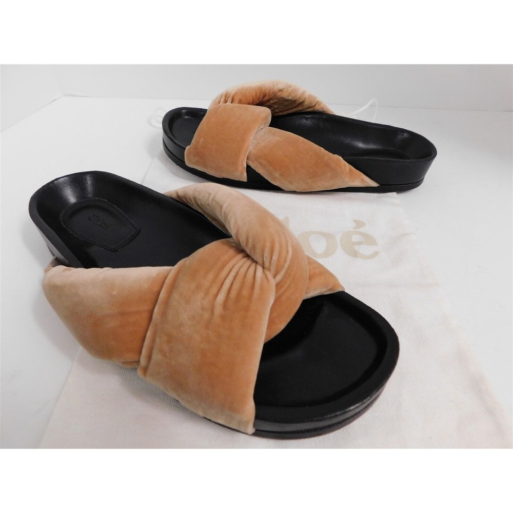 Chloe Nolan‎ Nude Twisted Velvet Strappy Slide Italy 36